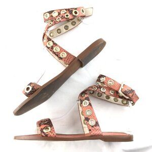 Zara Ankle strap sandals wrap around coral snake 10